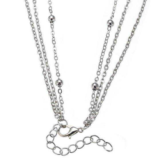 Boho Silver Moon Turquoise Pendant Layer Necklace - Picture 8 of 8